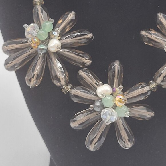 VTG Nakamol Thailand Handmade Floral Necklace Wire Wrapped Beaded Statement - Picture 3 of 13